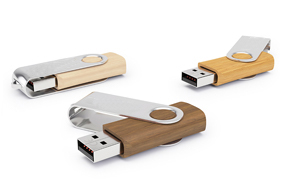 USB-Sticks Holz mit Aluminiumbügel